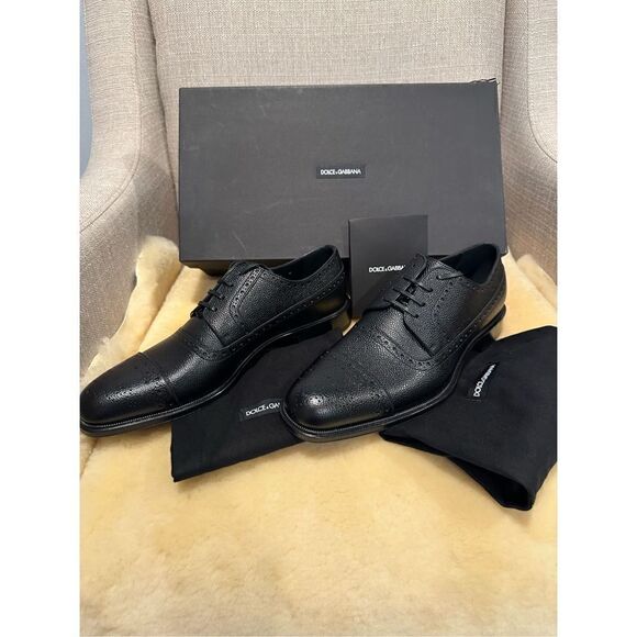 Dolce & Gabbana Men’s lace-ups black dress leather shoes size 8, NIB main image 12